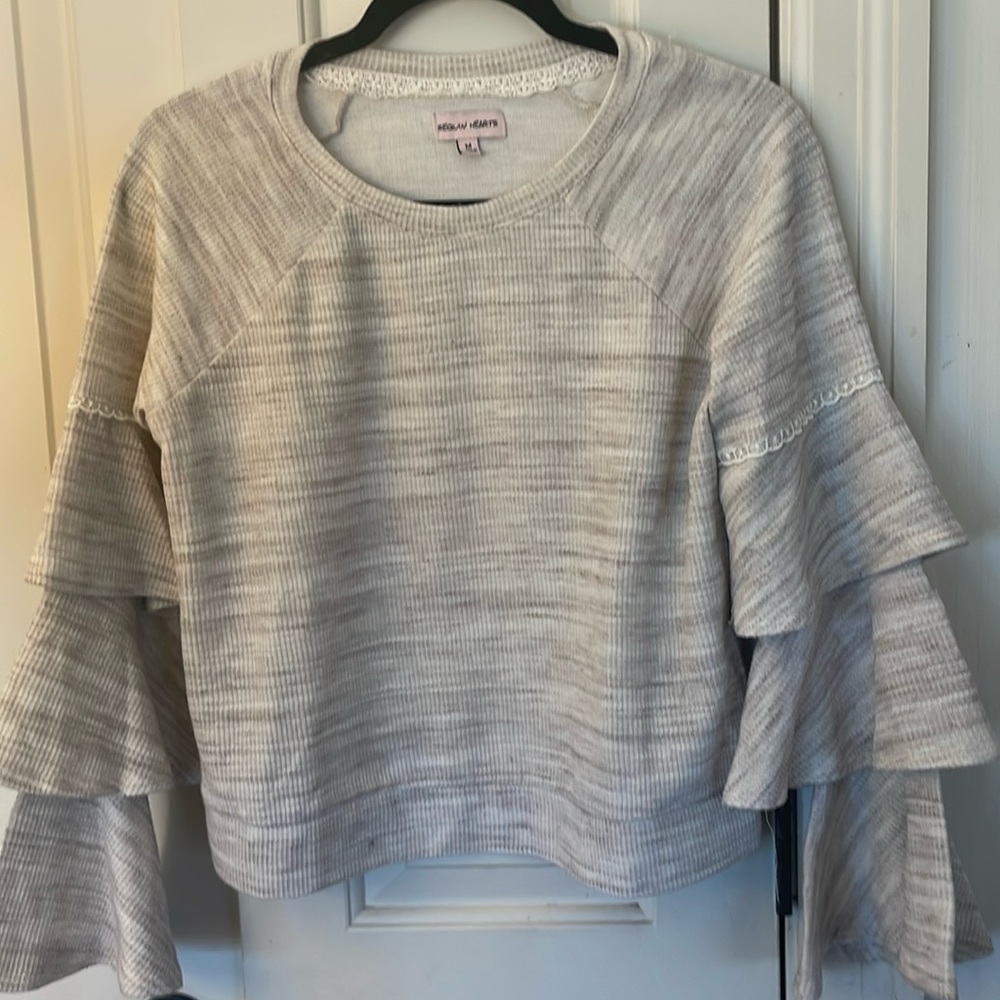 Sequin Hearts Triple Ruffle long sleeve shirt